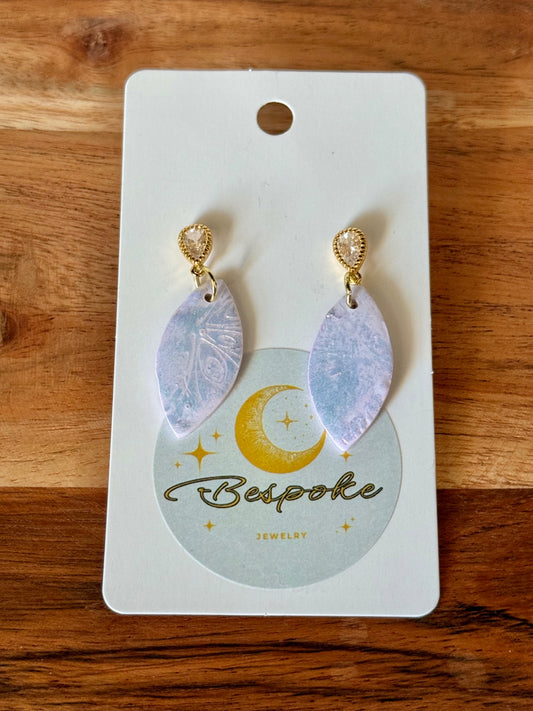 025 - Irredescent Leaf Shaped Polymer Clay Earrings