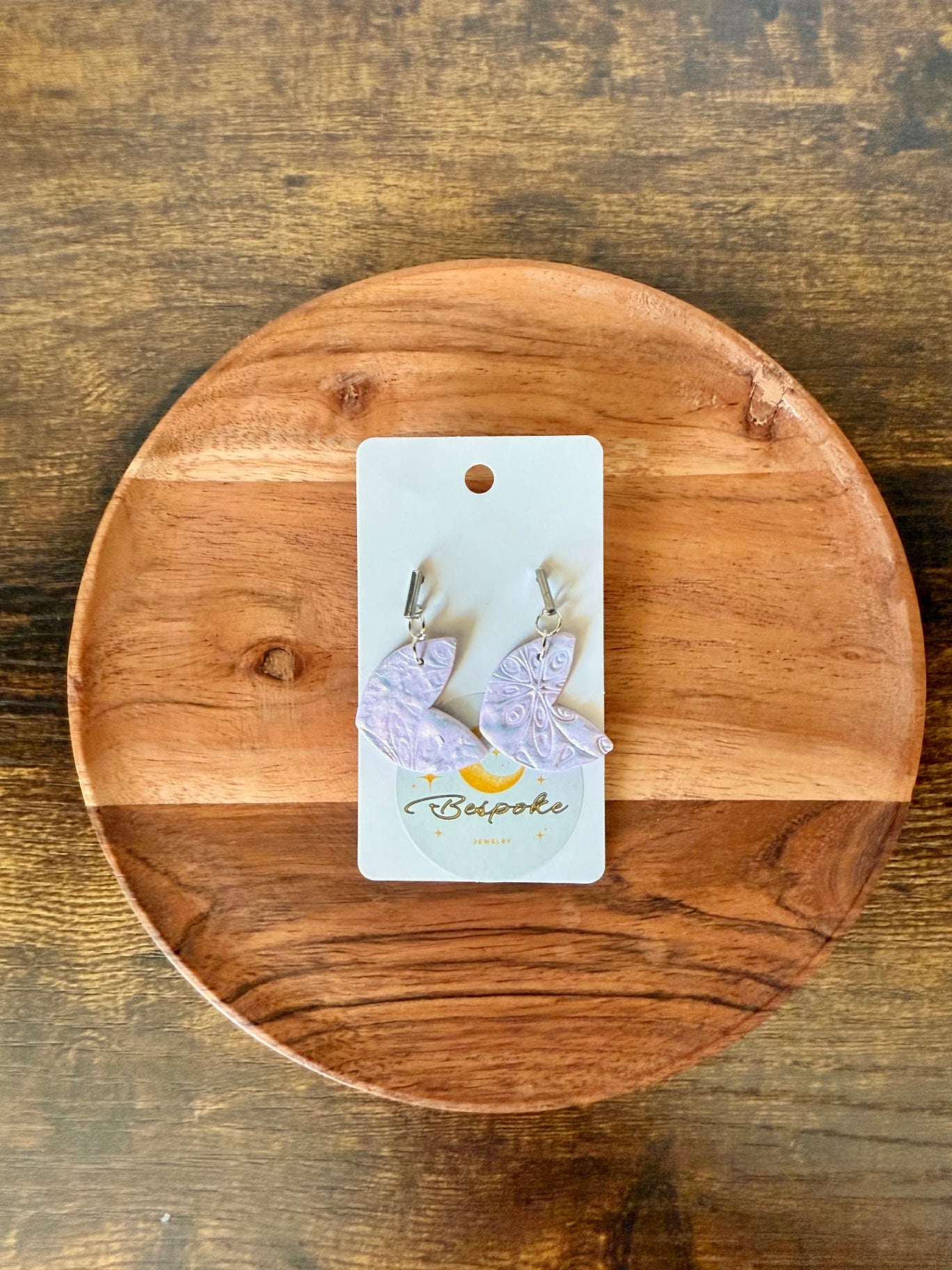 Purple Whimsical Polymer Clay Dangle Earrings