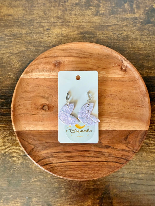 Purple Whimsical Polymer Clay Dangle Earrings