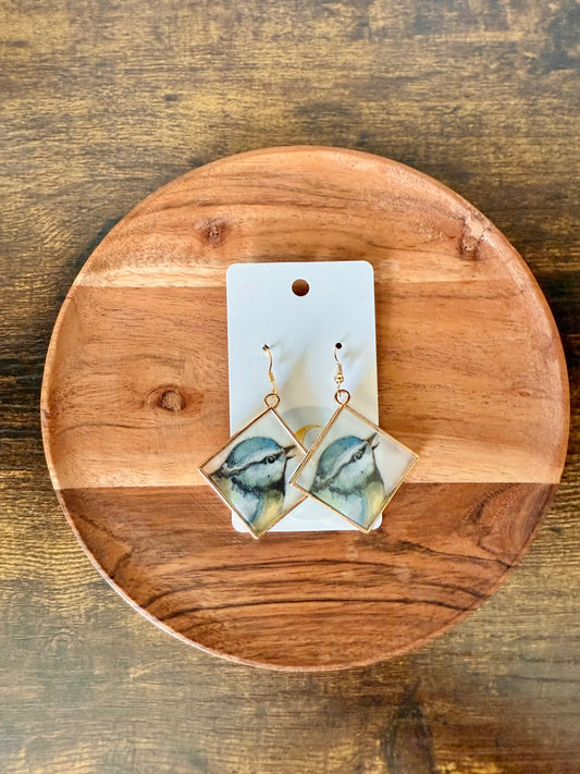 Blue Bird Resin Earrings