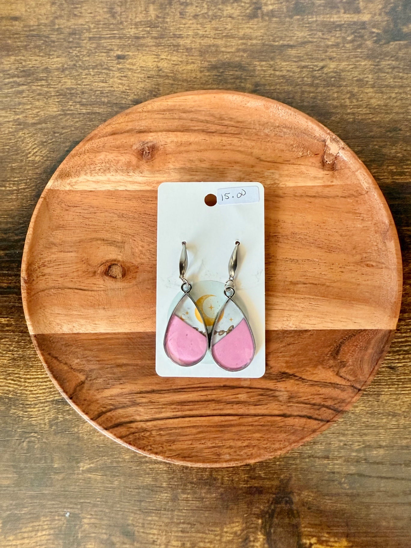 Pink Teardrop Polymer Clay Earrings
