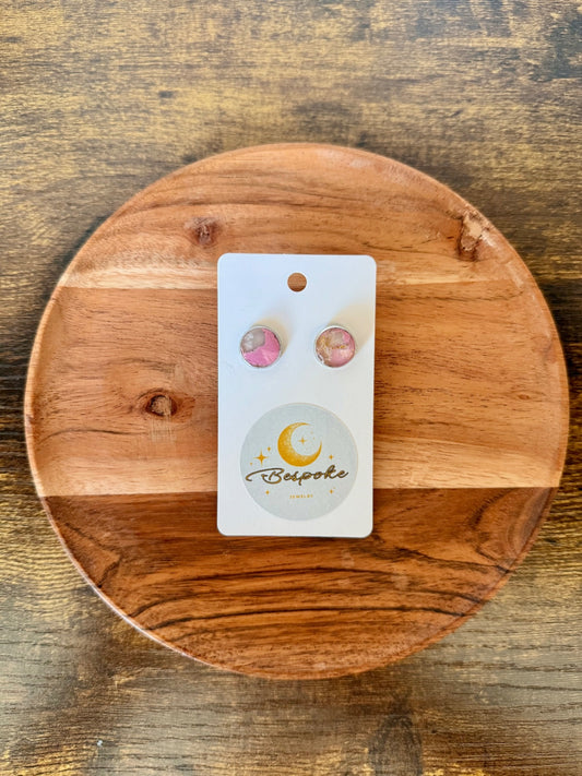 Pink Gold Sparkle Polymer Clay Stud Earrings
