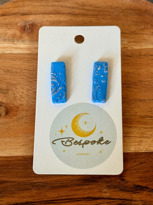 025 - Blue Swirl Polymer Clay Earrings