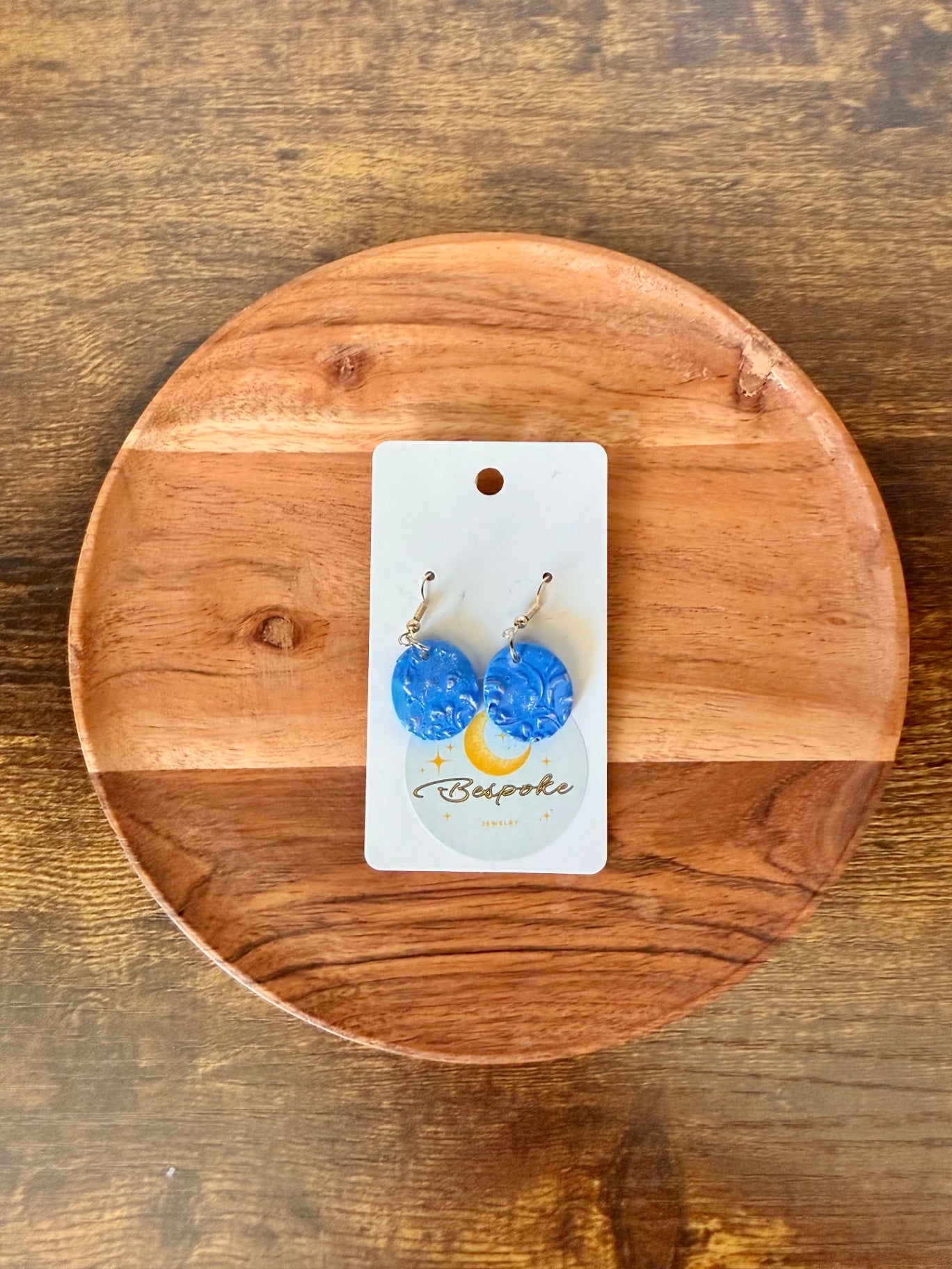 Round Textured Blue Polymer Clay