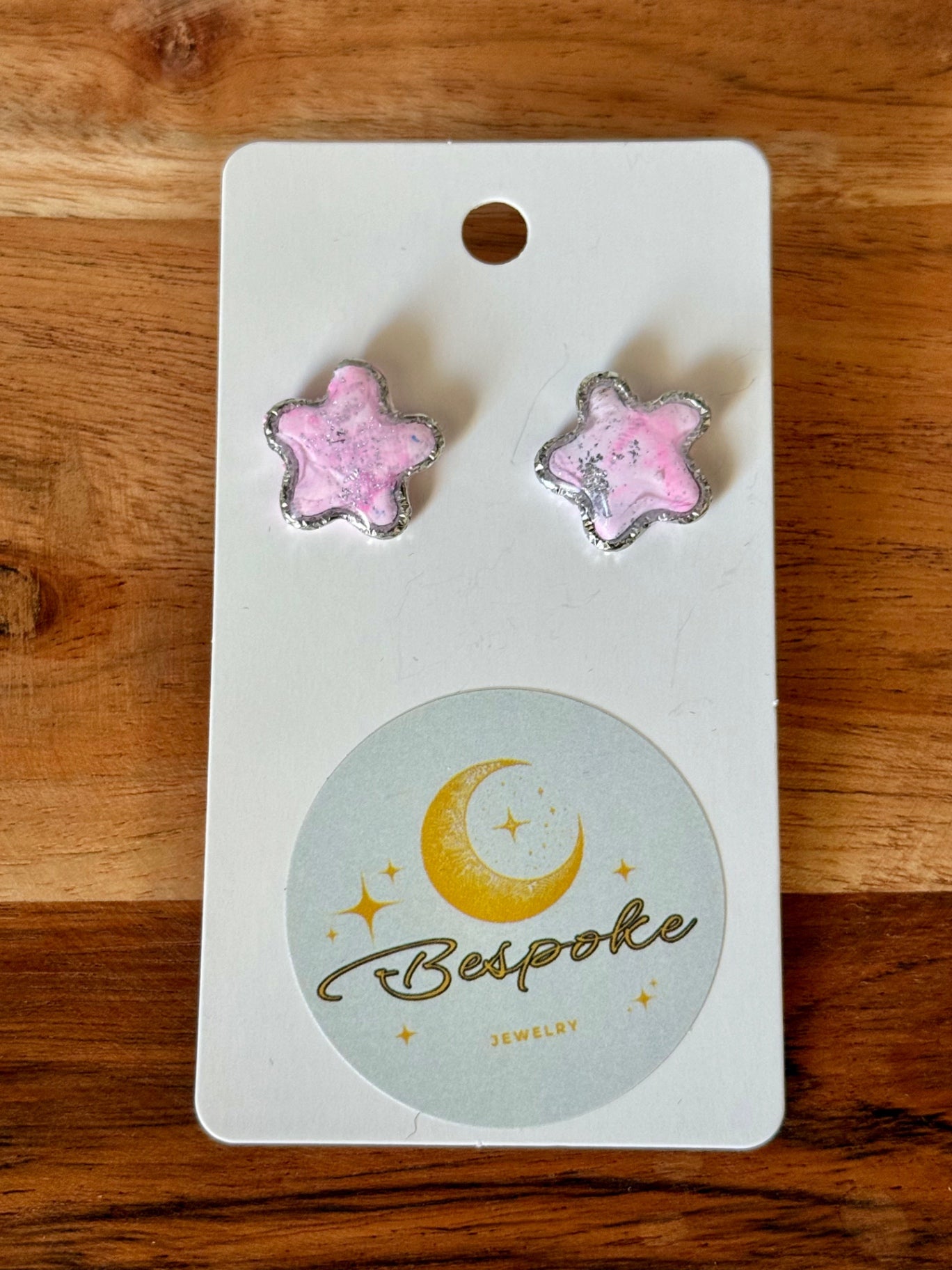 Pink Star Polymer Clay Stud Earrings
