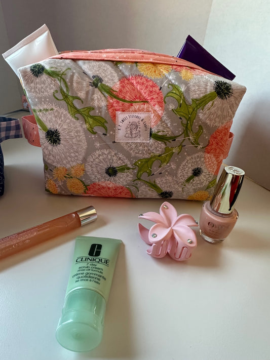 Handmade Quilted Make-Up Bag | Peach Dandelion