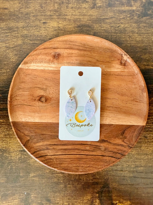 Irredescent Leaf Shaped Polymer Clay Earrings