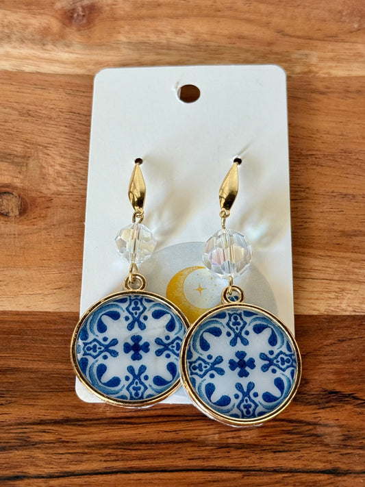 025 - Blue Mediterranean Resin Earrings