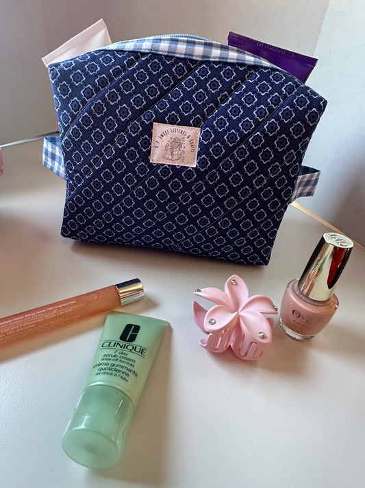 Handmade Quilted Make-Up Bag | Blue Plaid