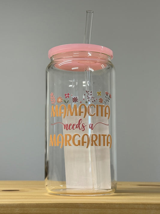 Mamacita Needs A Margarita Plastic Reusable Cup with Straw
