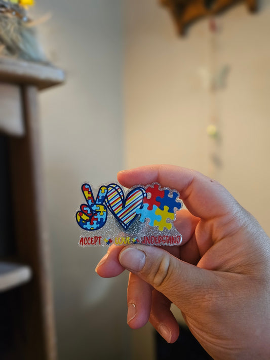 Accept, Love, Understand. Autism Awareness Decorative Magnet