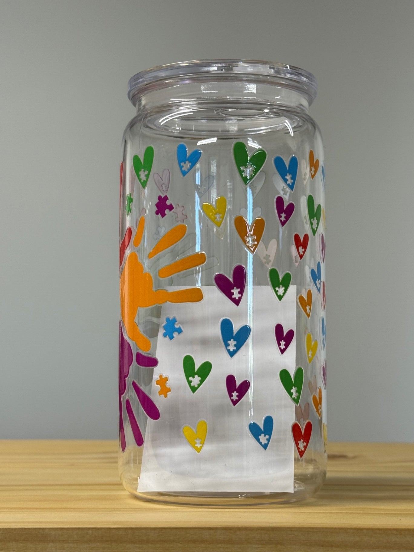 Autism Awareness Plastic Reusable Cup with Straw