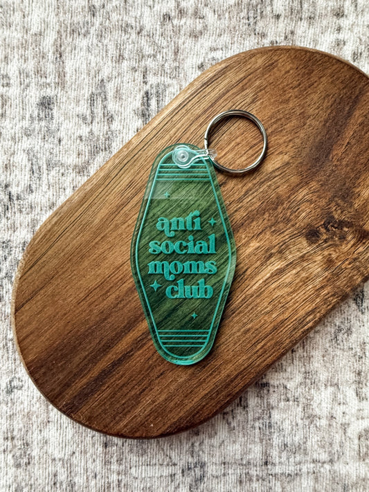 Retro Keychain - Anti Social - Sea Green