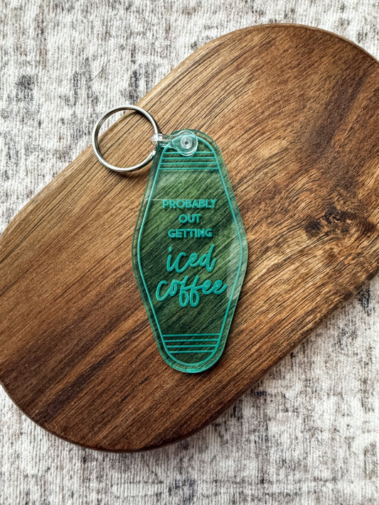 Retro Keychain - Iced Coffee - Sea Green