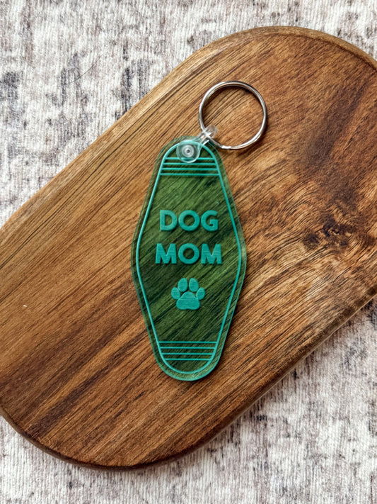 Retro Keychain - Dog Mom - Sea Green
