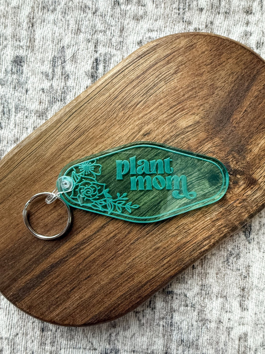 Retro Keychain - Plant Mom - Sea Green