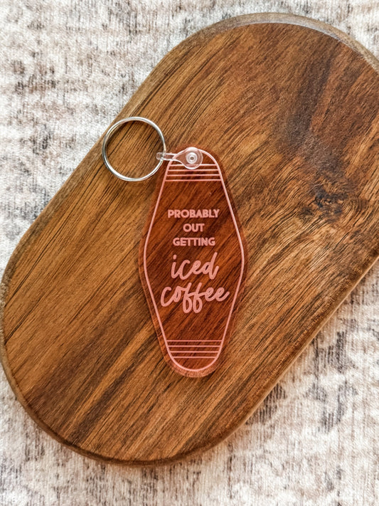 Retro Keychain - Iced Coffee - Rose