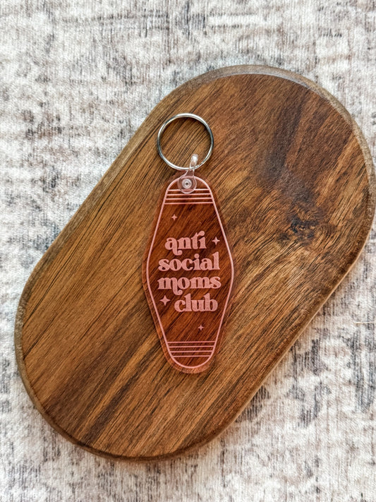 Retro Keychain - Anti Social - Rose