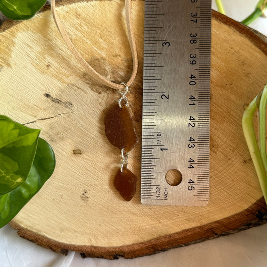 Brown Lake Michigan Beach Glass Necklace