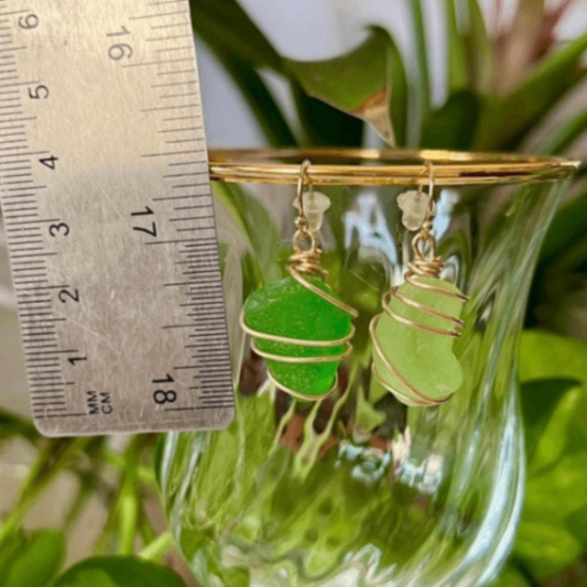 Green Lake Michigan Beach Glass Earrings