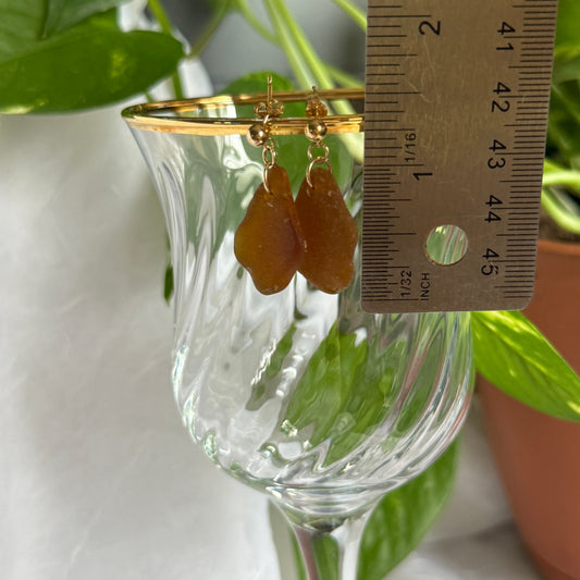 Brown Lake Michigan Beach Glass Earrings