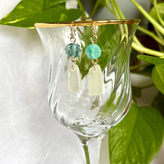 Clear Lake Michigan Beach Glass Earrings