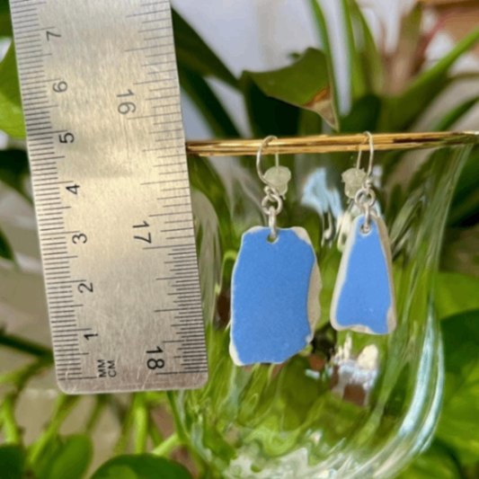 Blue Lake Michigan Beach Pottery Earrings