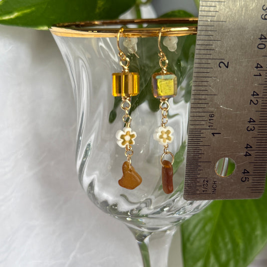 Brown Lake Michigan Beach Glass Earrings