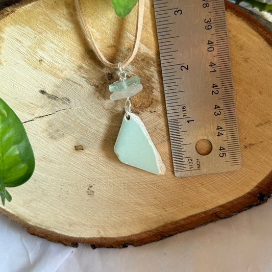 Blue Lake Michigan Beach Pottery & Glass Necklace