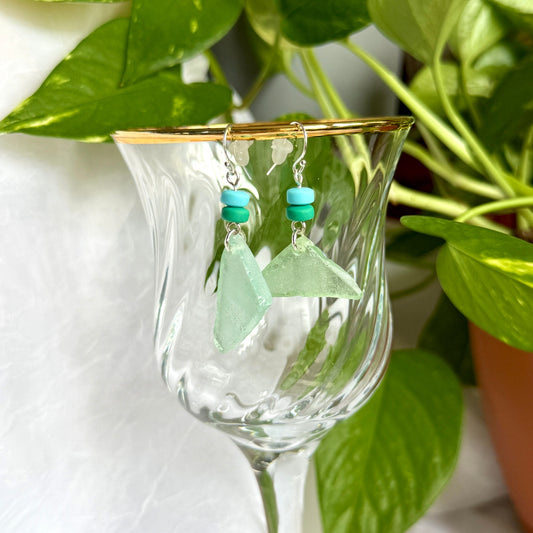 Blue Lake Michigan Beach Glass Earrings