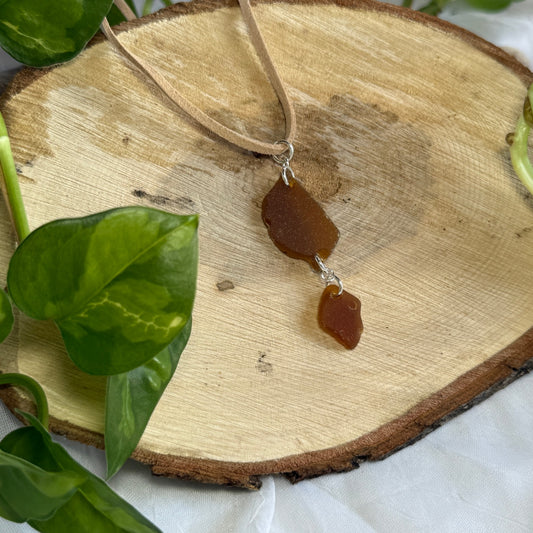 Brown Lake Michigan Beach Glass Necklace