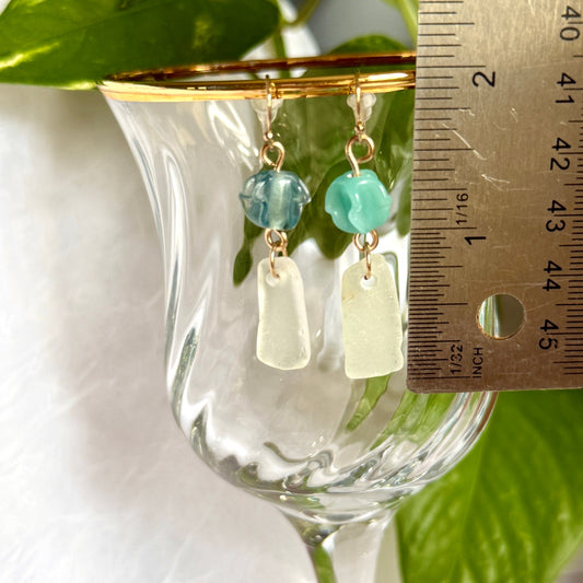 Clear Lake Michigan Beach Glass Earrings