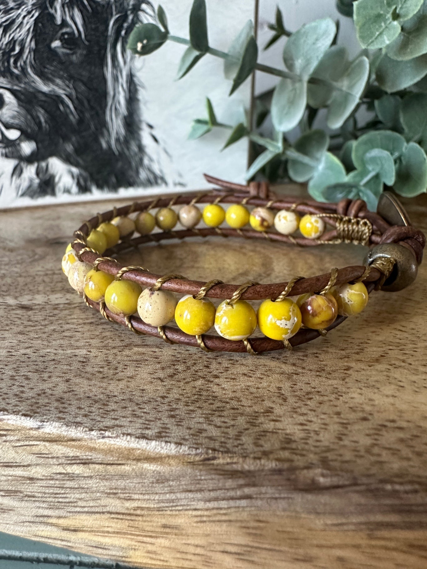 Yellow Sea Sediment Jasper Single Wrap Bracelet