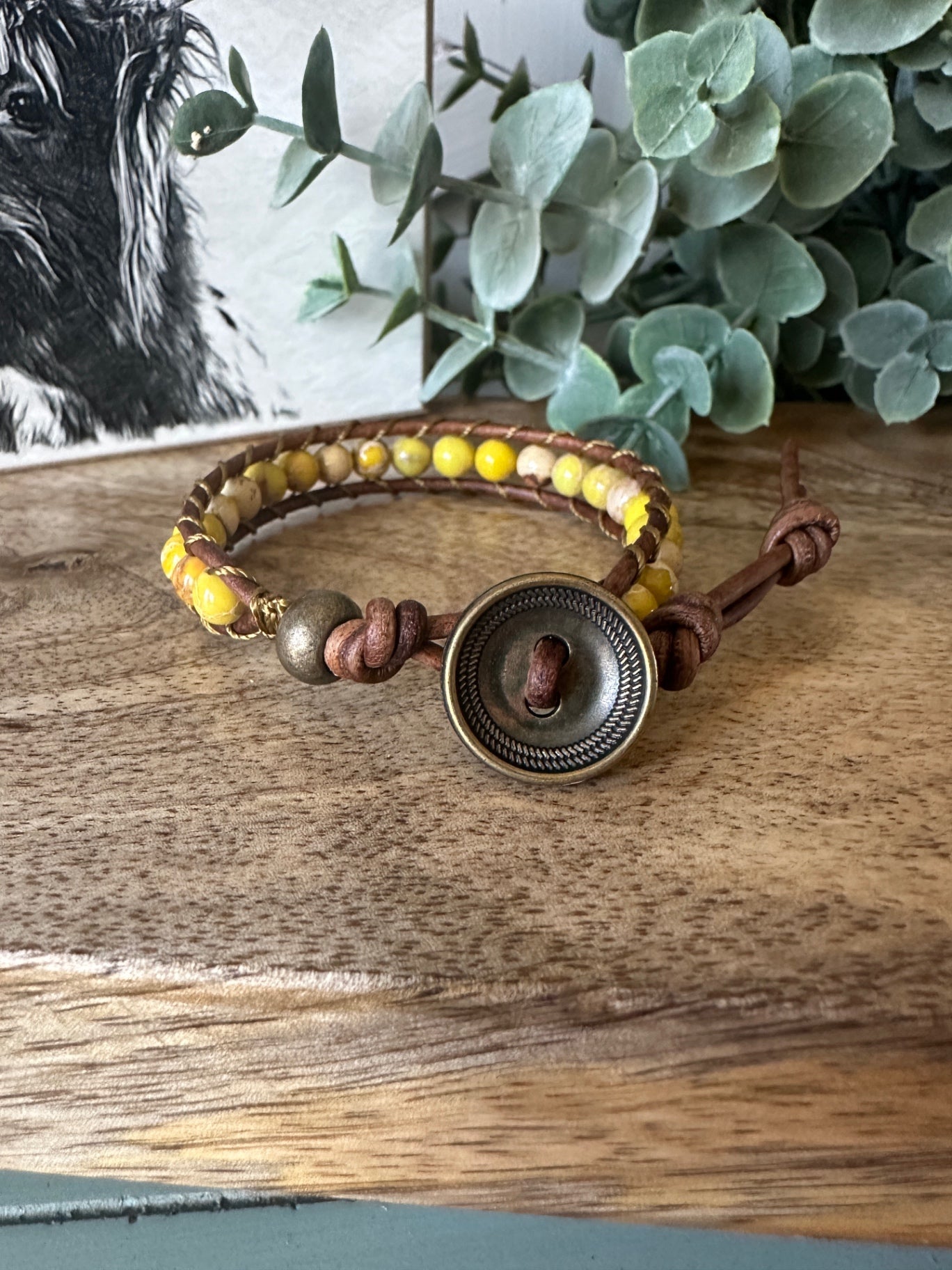 Yellow Sea Sediment Jasper Single Wrap Bracelet
