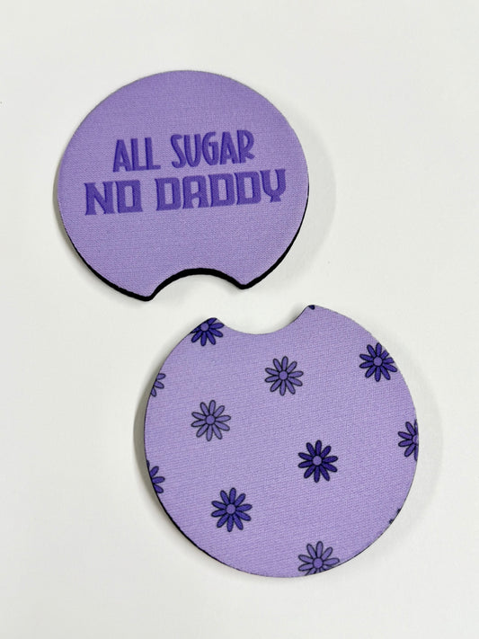 "All Sugar No Daddy" Car Coaster Set - Purple