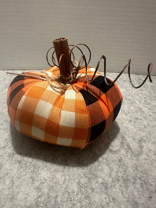 Quilted Pumpkin | Small Orange, Black & White Plaid