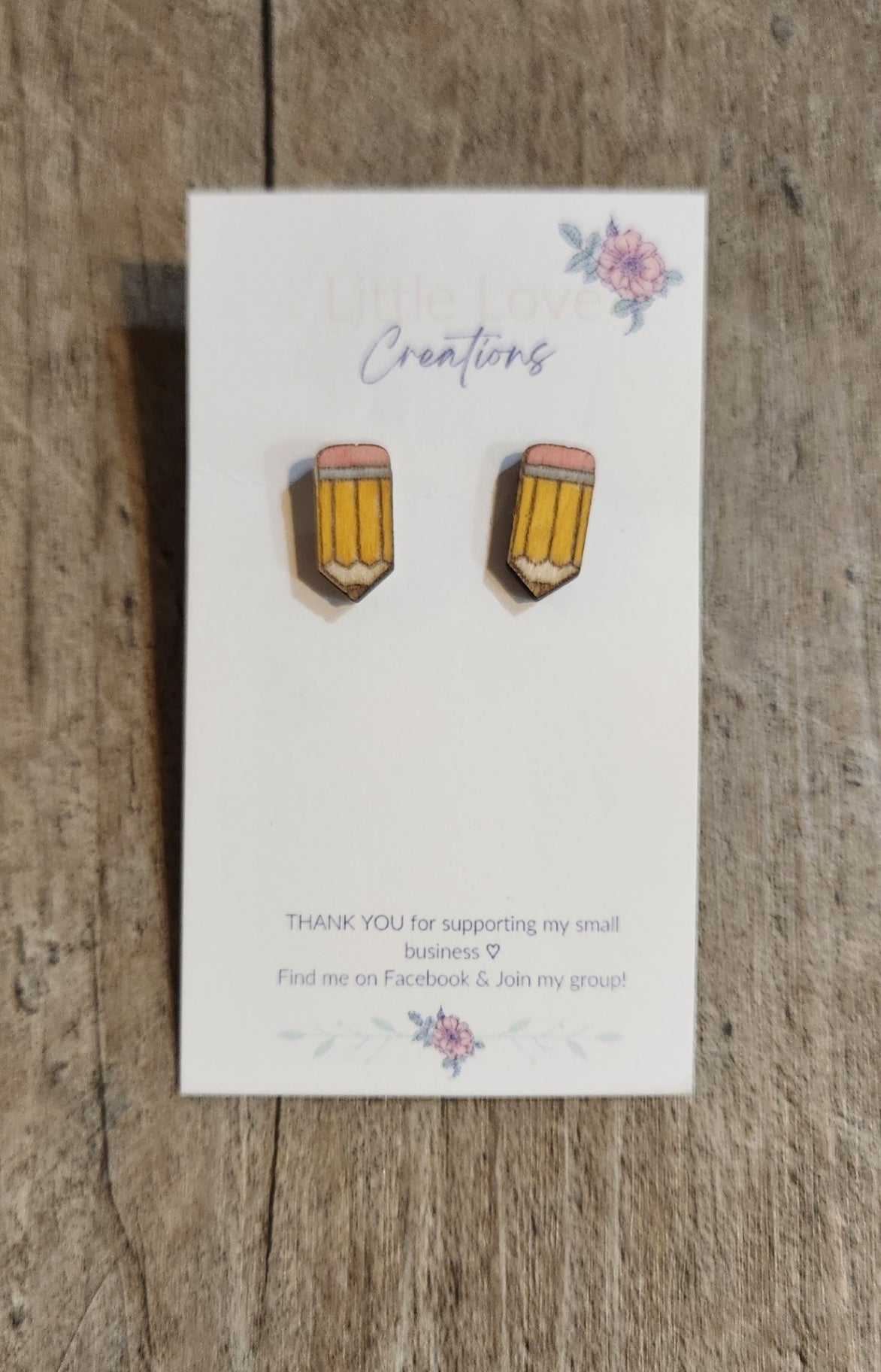 Wood Pencil Stud Earring