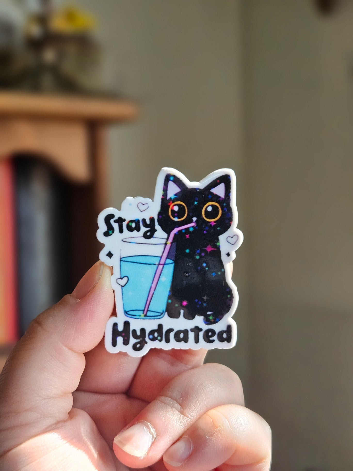 Stay Hydrated Cat with Cup of Water