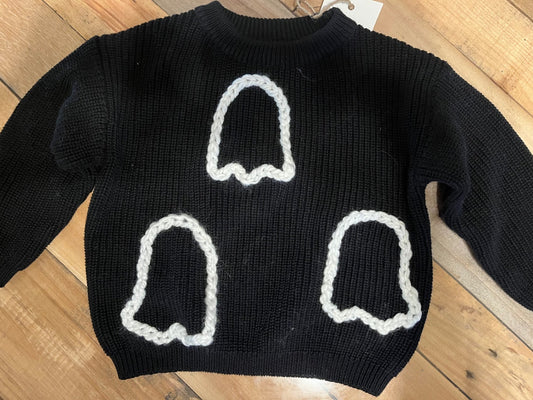 033 - Embroidered Black Ghosts Pull Over Sweater 3T