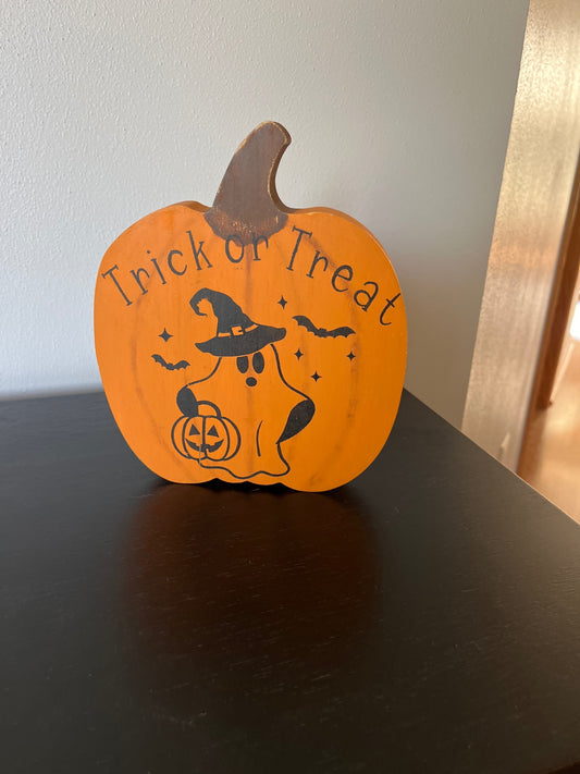 Handpainted Trick or Treat Pumpkin Sign