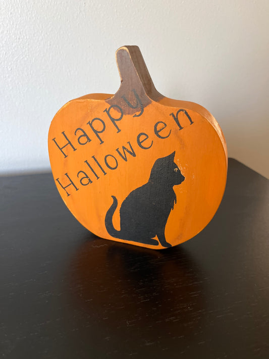 Handpainted Happy Halloween Pumpkin Sign
