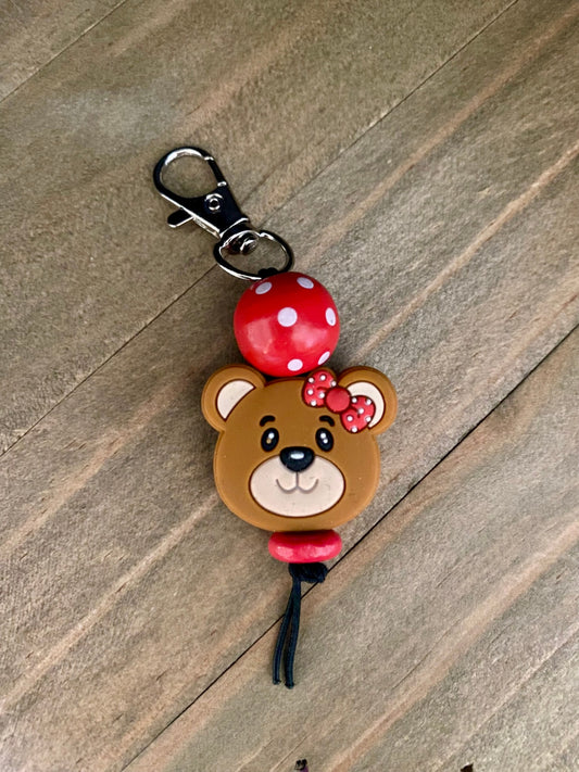 Kids Zipper Clip Buds  -  Smiling Bear with bow