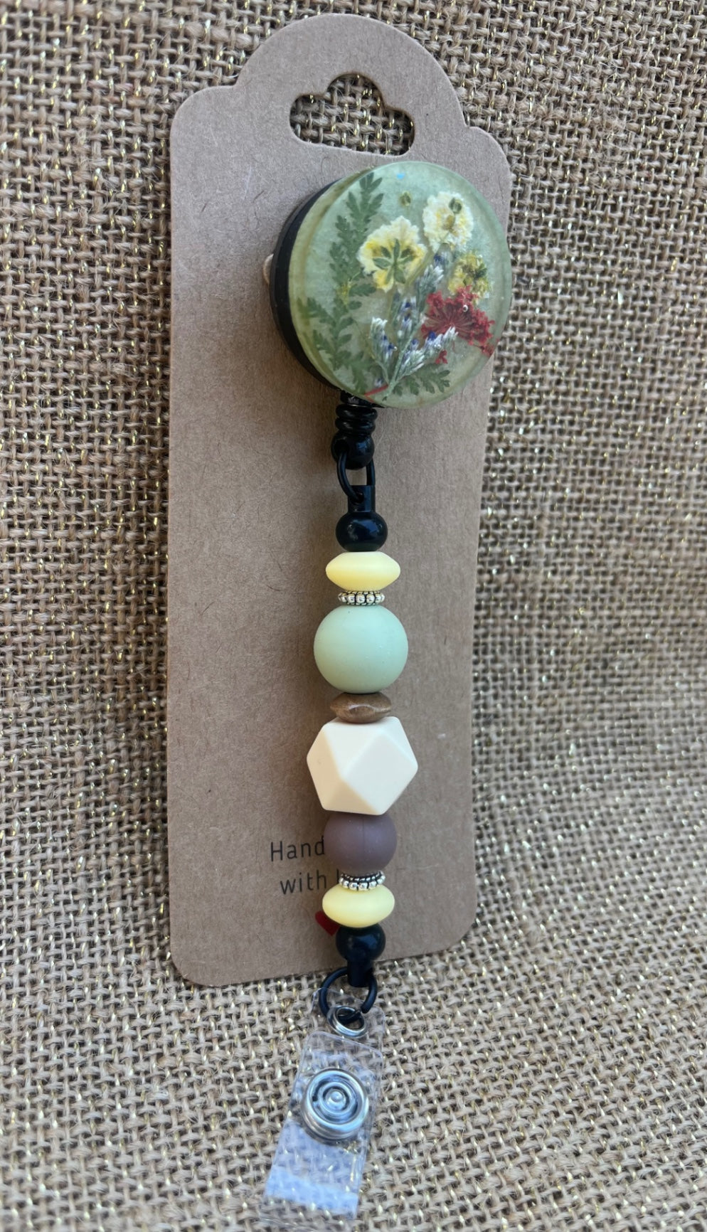 Bloom on the Job: Floral Resin Badge Reel with Silicone Beads