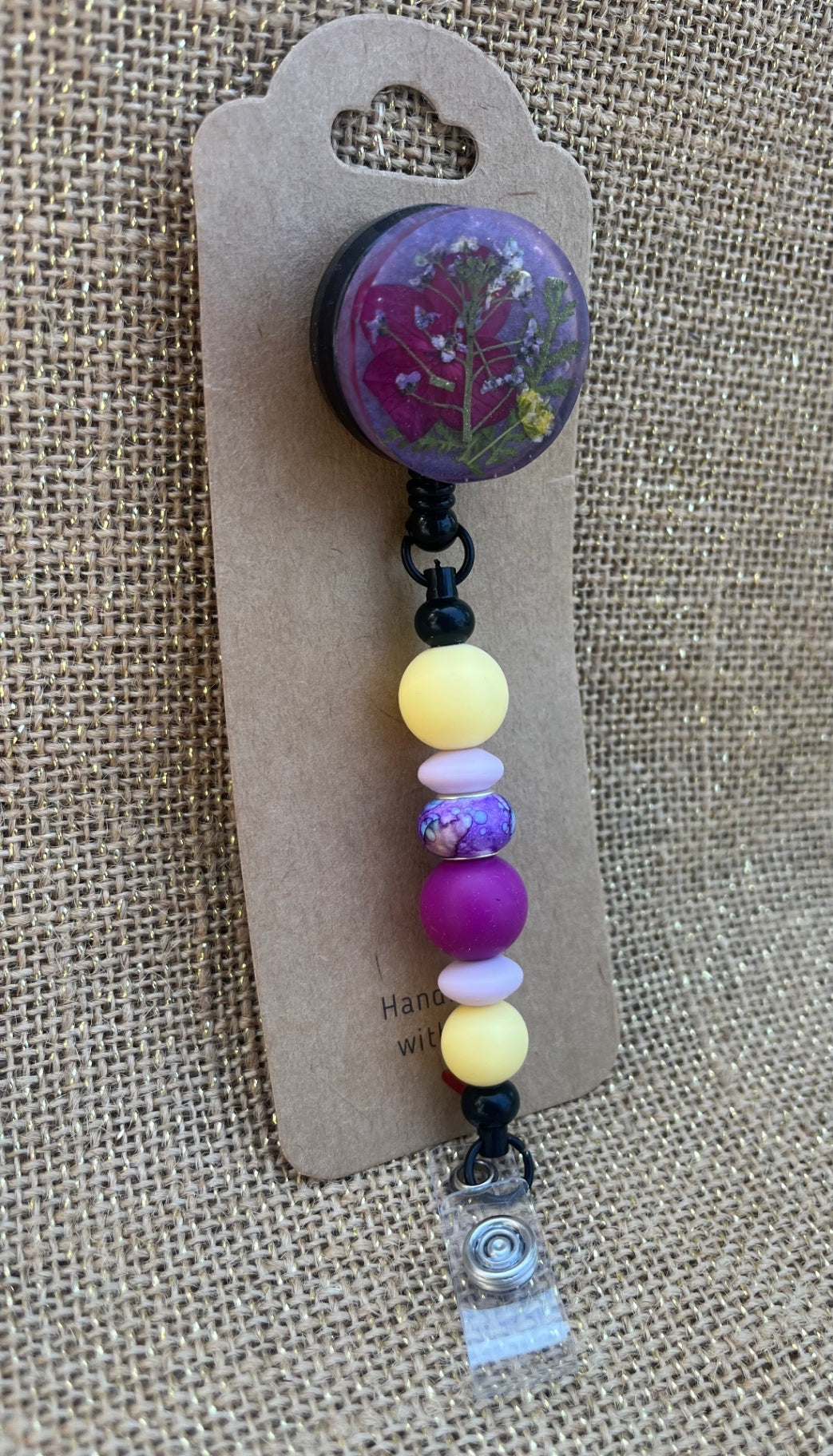 Bloom on the Job: Floral Resin Badge Reel with Silicone Beads