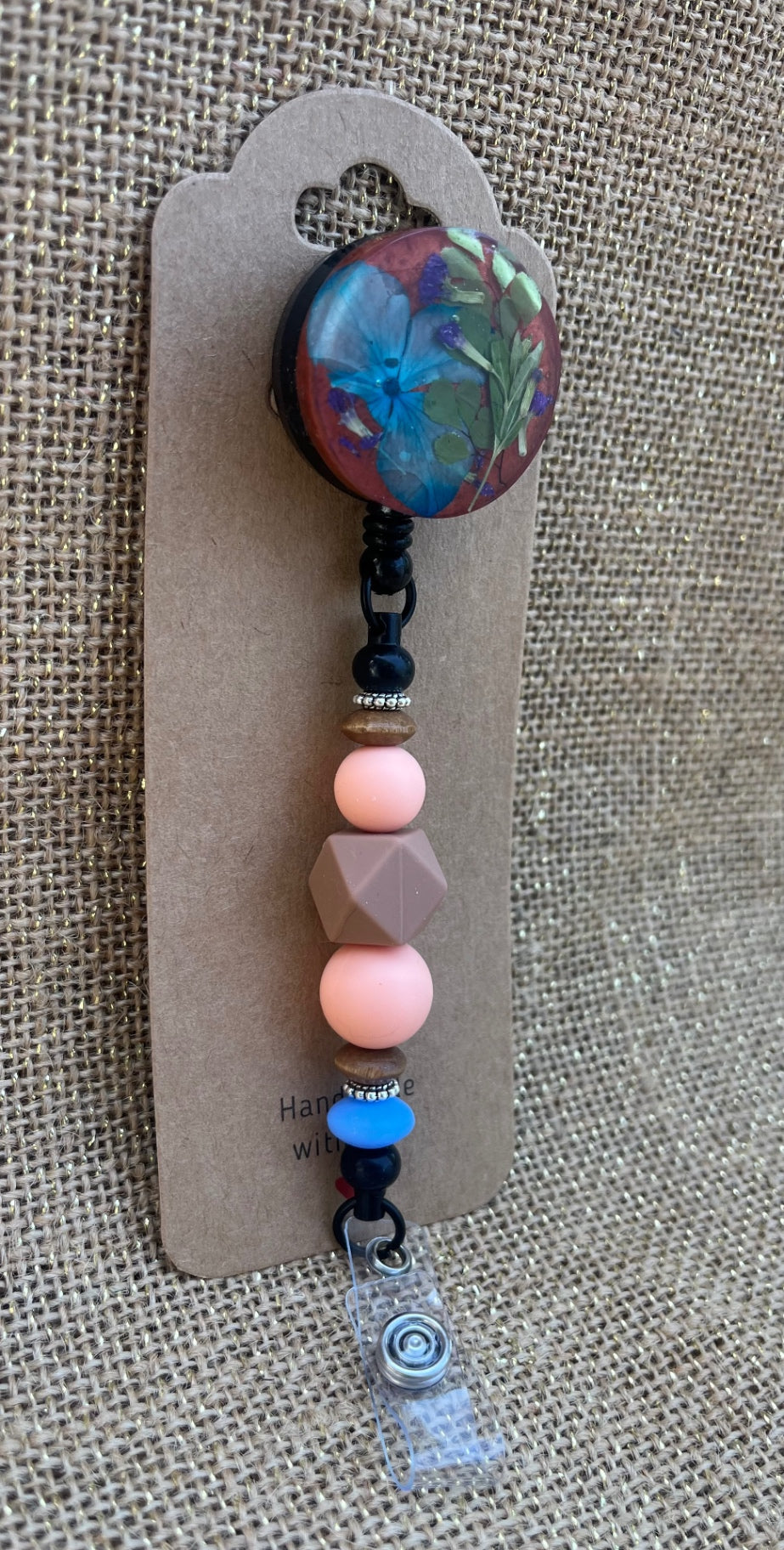 Bloom on the Job: Floral Resin Badge Reel with Silicone Beads