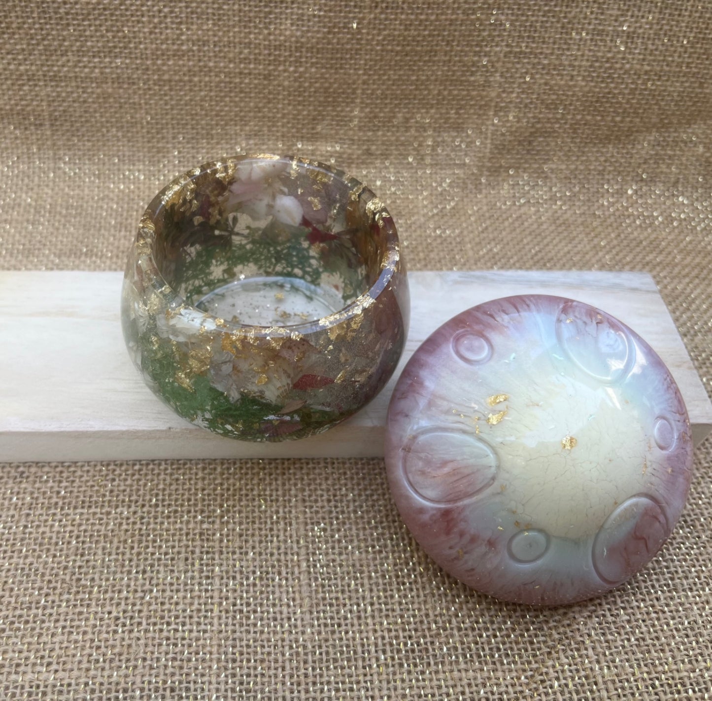 Whimsical Resin Mushroom Container with Botanical Accent
