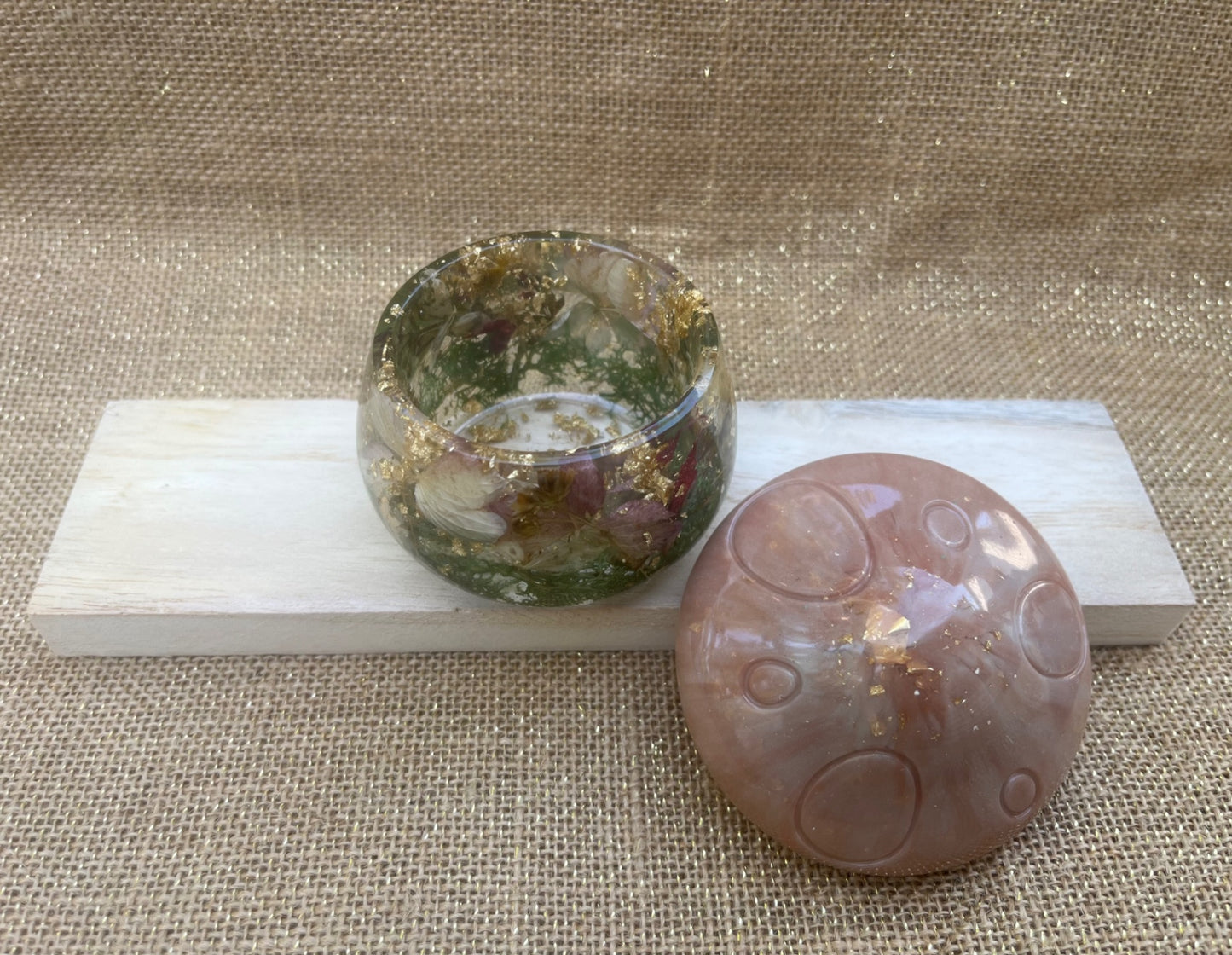 Whimsical Resin Mushroom Container with Botanical Accent