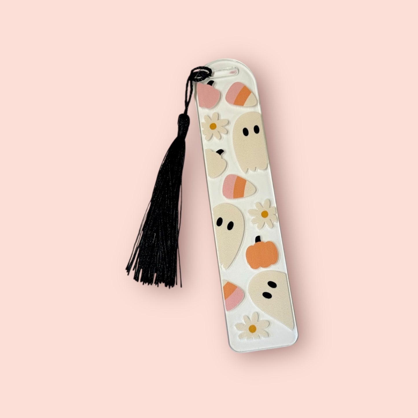 Ghost and Candy Corn Acrylic Bookmark