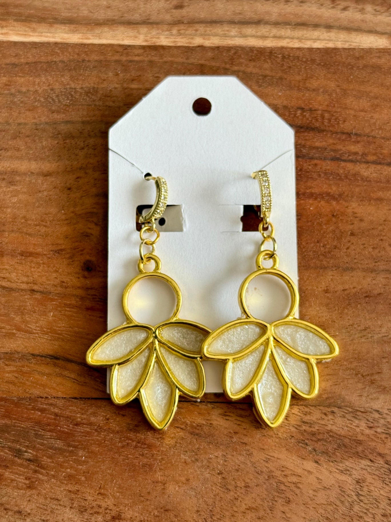 Gold Plated Leaf Motif Polymer Clay Earrings