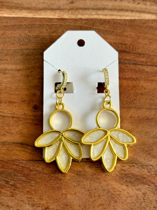 Gold Plated Leaf Motif Polymer Clay Earrings